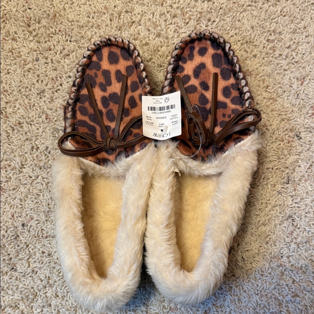 J. Crew Brown Leopard Print Slippers